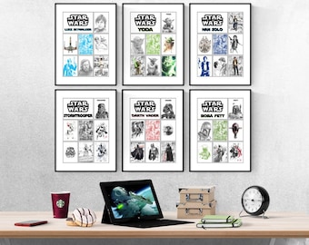 Star Wars Layout Mix & Match Conjunto de 6 estampas I Estampas de Star Wars I Disney l Quarto de Star Wars I Disney Arte de parede I Quarto infantil