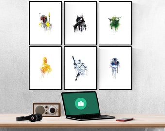 Star Wars Watercolor Mix & Match Set Of 6 Prints I Star Wars Prints I Star Wars Bedroom I Disney Prints I Kids Bedroom