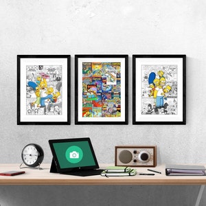 Simpsons Family Comic Strip Set Of 3 Prints I Simpsons Prints I Simpsons Bedroom I Disney Prints I Kids Bedroom