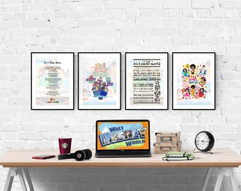 Disney World Park It's A Small World Set Of 4 Prints I Disney Prints I Disney Bedroom I Disney Prints I Disney Parks I Kids Bedroom