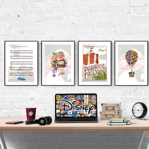 Disney UP Film 4er Set Prints I Disney Prints I Disney Schlafzimmer I Disney Prints I Disneyparks I Kinder-Schlafzimmer I Kinderzimmer