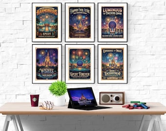 Disney World Fireworks Shows Mix & Match Set Of 6 Prints I Disney Prints I Disney Bedroom I Disney Wall Art I Kids Bedroom