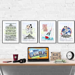 Disney World Park Space Mountain 4er Set Prints I Disney Prints I Disney Schlafzimmer I Disney Prints I Disneyparks I Kinderzimmer I Kinderzimmer