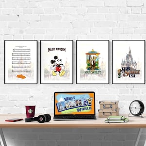 Disney World Park Hauptstraße 4er Set Prints I Disney Prints I Disney Schlafzimmer I Disney Prints I Disneyparks I Kinder-Schlafzimmer I Kinderzimmer