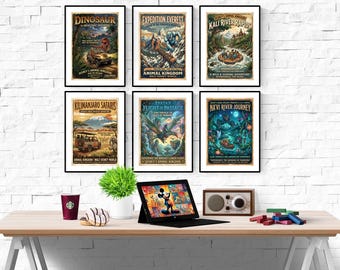 Disney's Animal Kingdom Ride Poster Mix & Match Set Of 6 Prints I Disney Prints I Disney Bedroom I Disney Wall Art I Kids Bedroom