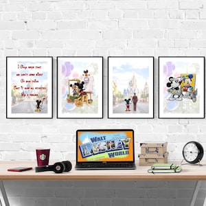 Disney World Walt Disney & Micky Maus Prints 4er Set I Disney Prints I Disney Schlafzimmer I Disney Prints I Disneyparks I Kinderzimmer