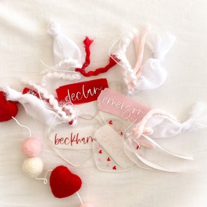 Valentine tag, heart tag, Hand lettered tags, acrylic Gift Tags, Valentine Gift Tag, basket Tag, Personalized gift Tag, custom name tag