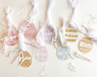 Personalized Name Easter Gift Basket Tag, Acrylic Gift Tag, Gift Wrap, Name Tag, Happy Easter, Easter Tag, Easter Basket Marker, Bunny, kids