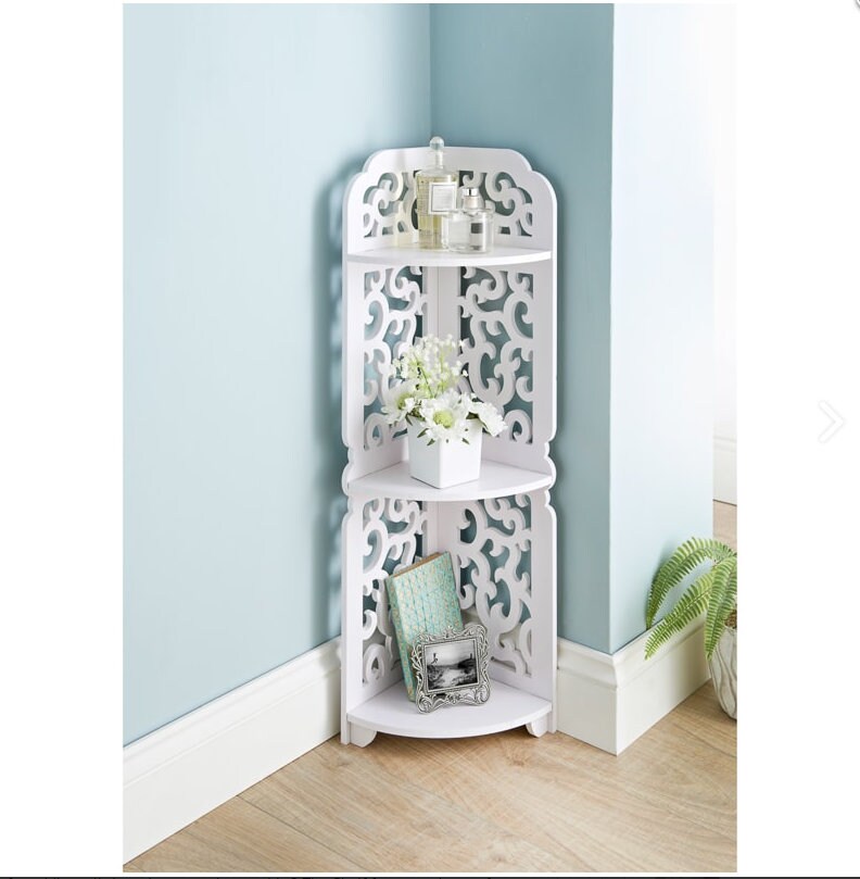 Freestanding Decorative 3 Tier Shelves Corner Unit in White Etsy UK
