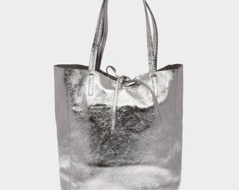 silver shopper bag