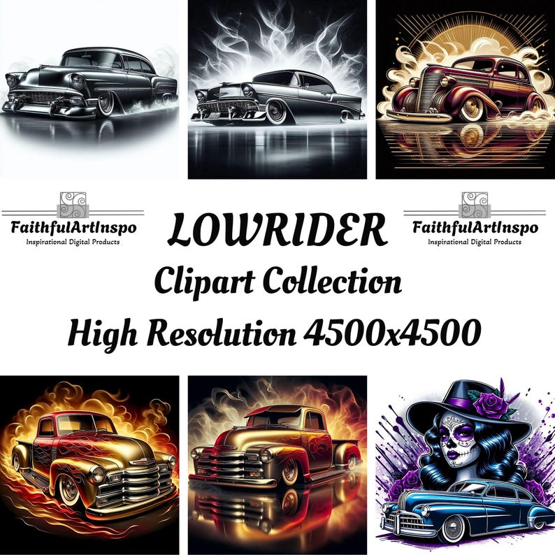 Vector Low Rider Text Lowrider PNG Bundle: Classic Car Clipart, Digital Art (digital Download ...