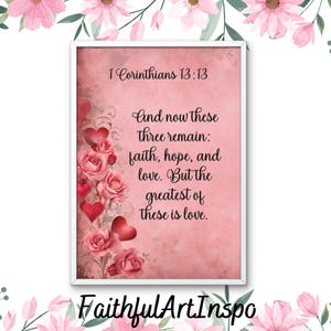 Christian Printable, Inspirational Printable,  Faith, Hope, Love, Christian Wall Art, Wall Decor, PDF, Digital Download