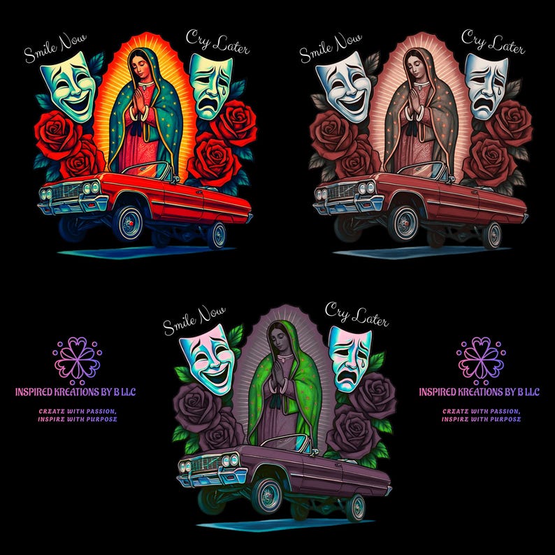 Smile Now Cry Later Lowrider Impala With La Virgen De Guadalupe PNG ...