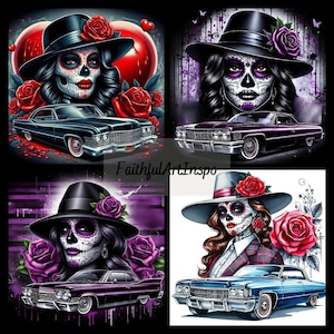 Dia De Los Muertos, Tag der Toten, Catrina, Pachuca, Lowrider, Floral, PNG-Grafik, digitaler Download