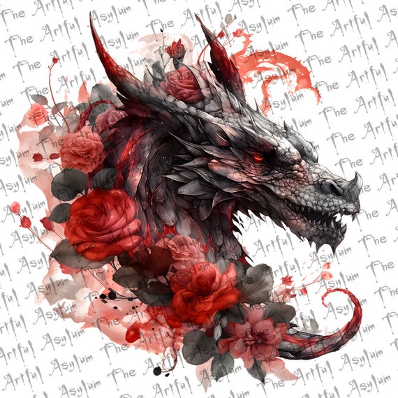 Watercolor Dragon Digital Download, Instant Download, Easy to Use Art, High  Quality, Imperial Gothic Dragon,roses and Dragon,mystic Dragon - Etsy