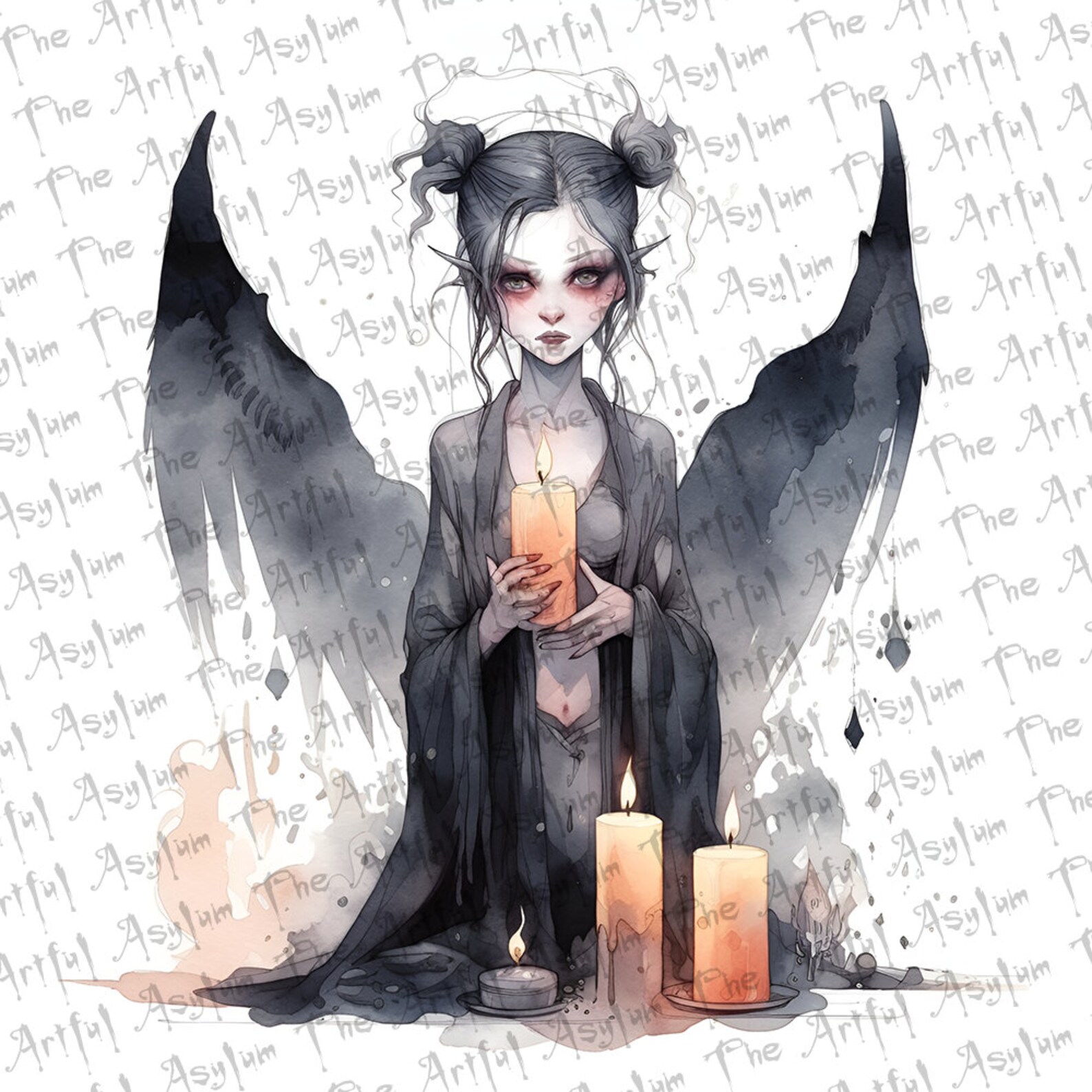 Horror Magic Elf Digital Art, Watercolor Lovecraftian Fairy Digital ...