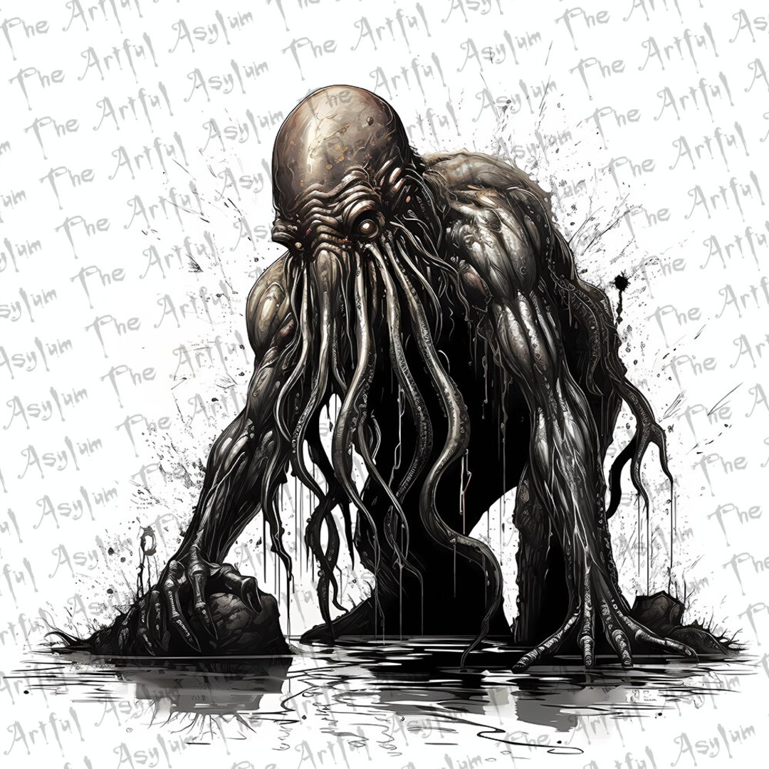 Cthulhu Clip Art Digital Art, Watercolor Gothic Art,sketch Goth ...