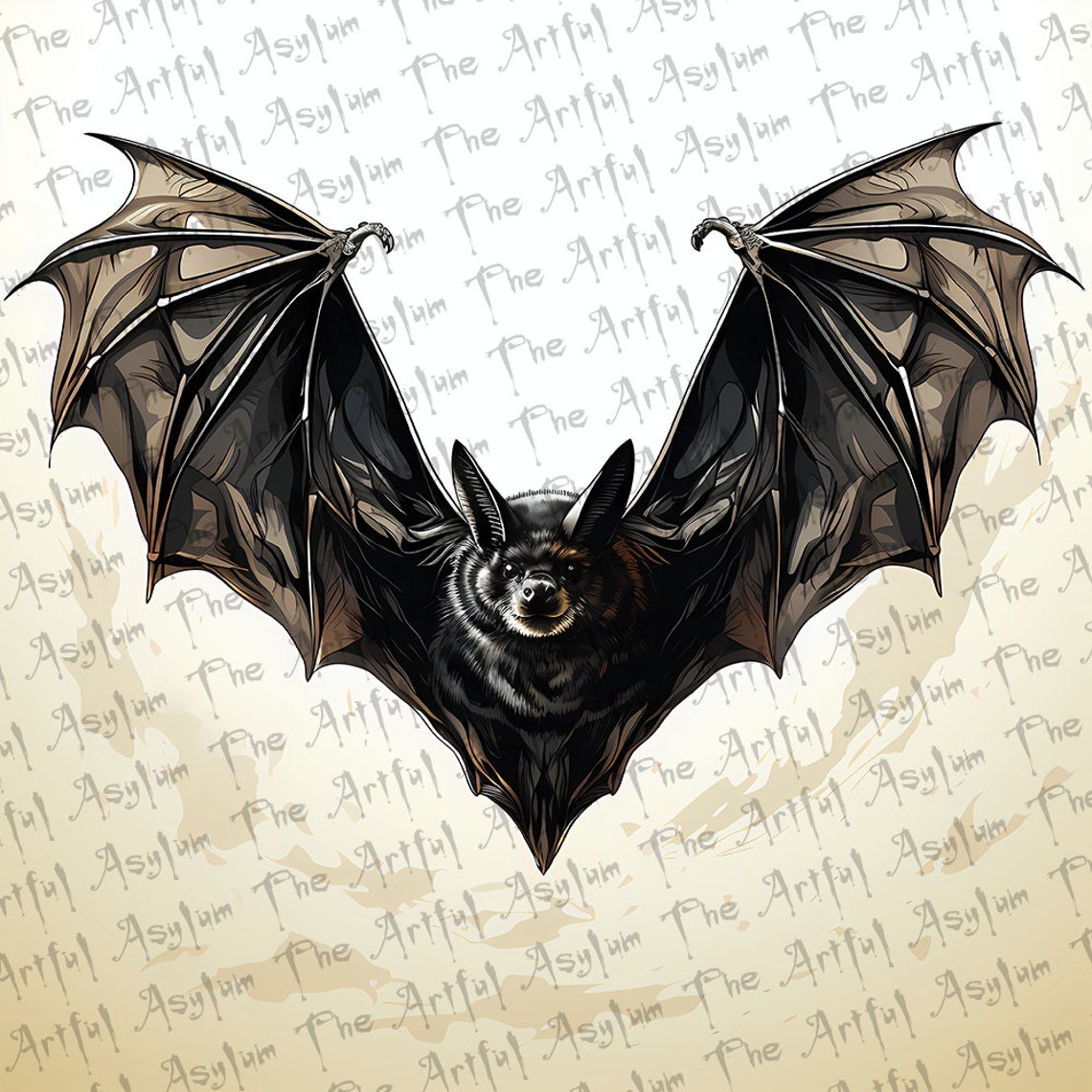Goth Bat Digital Art, Horror Illustration Art, Gothic Vampire Bat ...