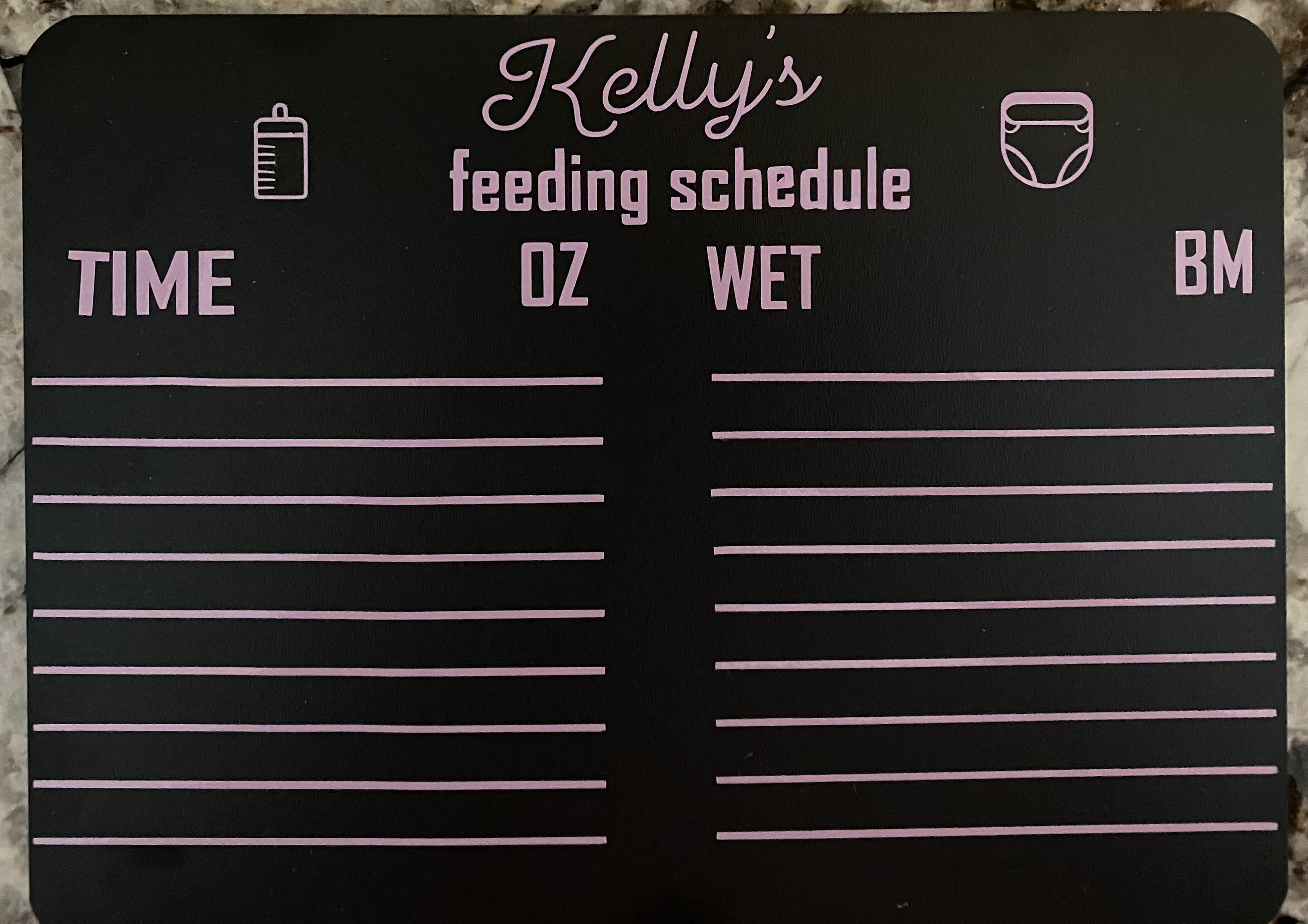 Reusable Chalk Board Feeding Schedule Dry Erase Board Etsy