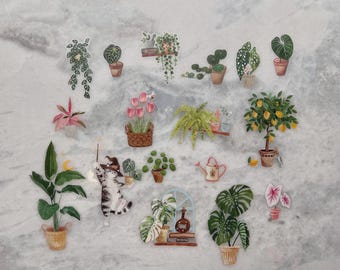 Plant Sticker Mystery Pack – 20 Random Plant Stickers - Cute Weatherproof Vinyl Stickers for Journals, Planners & Gifts