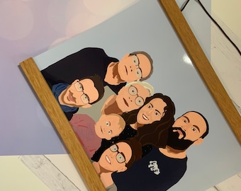 Personalized family portrait, line art, minimalist drawing, realistic drawing, custom illustration from photos, gift