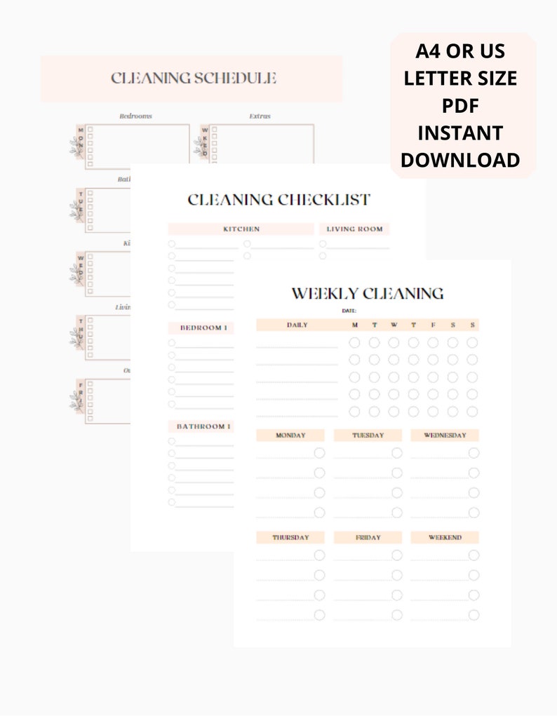 PDF Printable Cleaning Planner Template Digital Cleaning Etsy