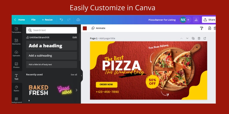 Pizza Banner Window Cling Templates Editable Printable Pizza Banners Etsy