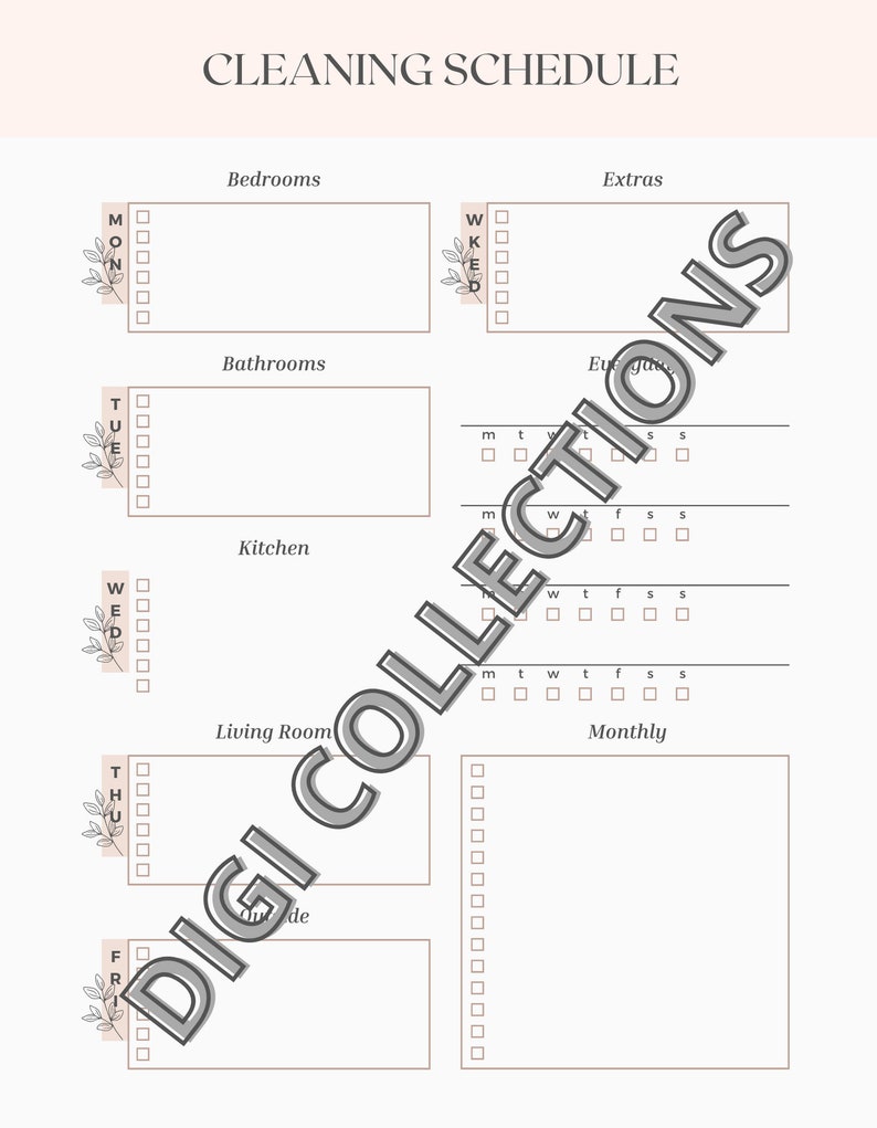 PDF Printable Cleaning Planner Template Digital Cleaning Etsy