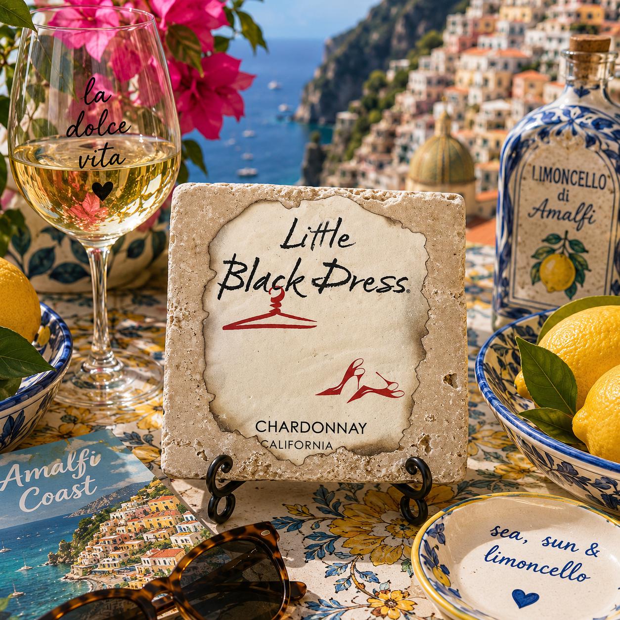 little black dress chardonnay Handmade Upcycled Wine Label Coaster – Unique Gift for Wine Lovers Arabelle High Neck Maxi Tall Wine My Height is:Tall (5'7