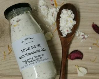 Organic Milk Bath with essential oils , gift for her, baby shower, natural skin care , Valentines Gift , Birthday ,valentines for her