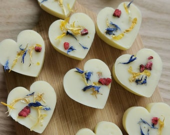 Wild Flower Hearts Soaps gift for her, vegan soap, bridesmaid gift , wedding favours , baby shower, mothers day gifts, pamper gift  get well