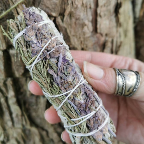 Lavender and White Sage Smudge Sticks. Hand Tied Smudge Stick.