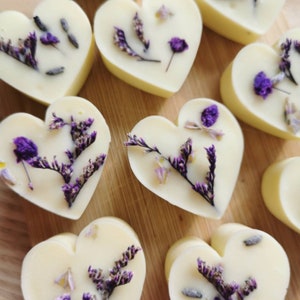 Purple Wild Flower Hearts Soaps gift for her, vegan soap, bridesmaid gift , wedding favours , baby shower, mothers day gifts, pamper gift