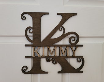 Last Name Monogram, Monogram Wall Hanger, Custom Door Hanger, Wedding Monogram, Nursery Monogram, Peronsalized Gift