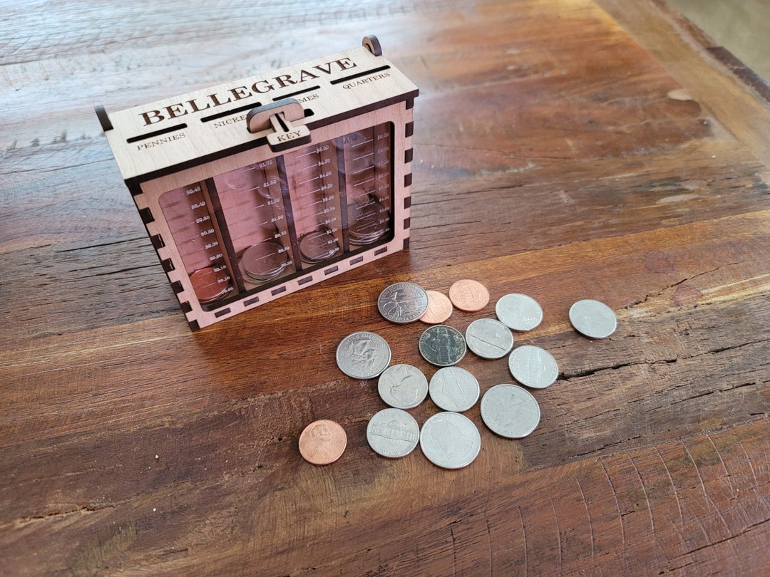 Personalized Coin Sorting Bank Wood Coin Bank Etsy