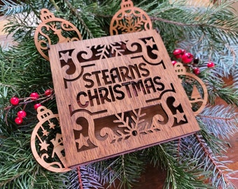 Christmas Ornament Gift Box w/ Ornaments - Wooden Ornament Gift Set - Family Keepsake Gift - Custom Christmas Ornaments