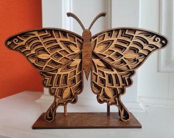 Butterfly Sculpture - Butterfly Mandala - Wood Butterfly Décor - Shelf Art - Craftsman Style Art - Personalized Gift