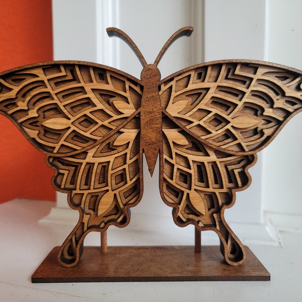 Butterfly Sculpture - Butterfly Mandala - Wood Butterfly Decor - Shelf Art - Craftsman Style Art - Gepersonaliseerd cadeau