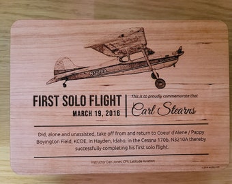 Personalized Solo Flight Award | Custom Pilot Award | Gift for Pilot | Airplane Gift | First Solo Flight