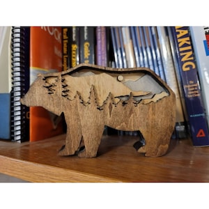 Wood Bear Decoration | Rustic Bear Wall Decoration | Wood Bear Art | Wood Bear Sculpture