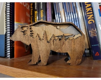 Wood Bear Decoration | Rustic Bear Wall Decoration | Wood Bear Art | Wood Bear Sculpture