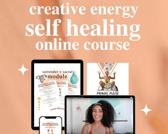 COURS EN LIGNE Abandon + Énergie du chakra sacré - Guide d'auto-guérison, pratiques, rituels + pleine conscience - Féminin divin, ventre, cycle lunaire