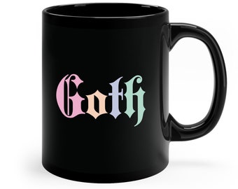 Tazza nera pastello Goth da 11 once, tazza, tazza, goth morbido, tazza goth di caramelle