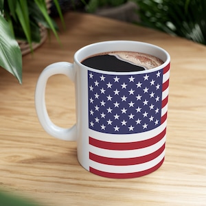 American Flag   Ceramic Mug 11oz U.S.A.,USA,america,freedom,patriot,patriotic,red,white,and blue,colors don&#39;t run,eagle,service,military
