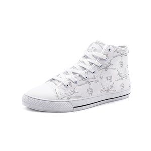 Airplane High Top Shoes For Adults Custom Sneakers For Men and Women Airport Canvas Shoes For Travel