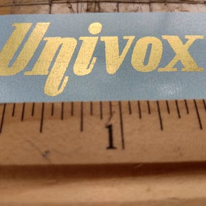 UNIVOX 1960s Guitar Waterslide Decal: Metallic Gold Ink, Restoration Grade