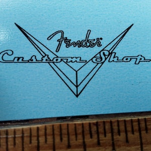 Electric Guitar Waterslide Decal for BACK OF HEADSTOCK: Opaque Black Ink, Restoration Grade