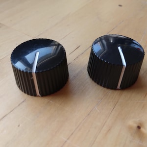 Two (2) Vintage Style Black Cupcake Knobs for Guitar or Amplifier