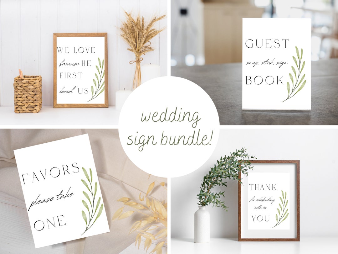 Printable Wedding Sign Bundle Guest Book Thank You Favors We Love