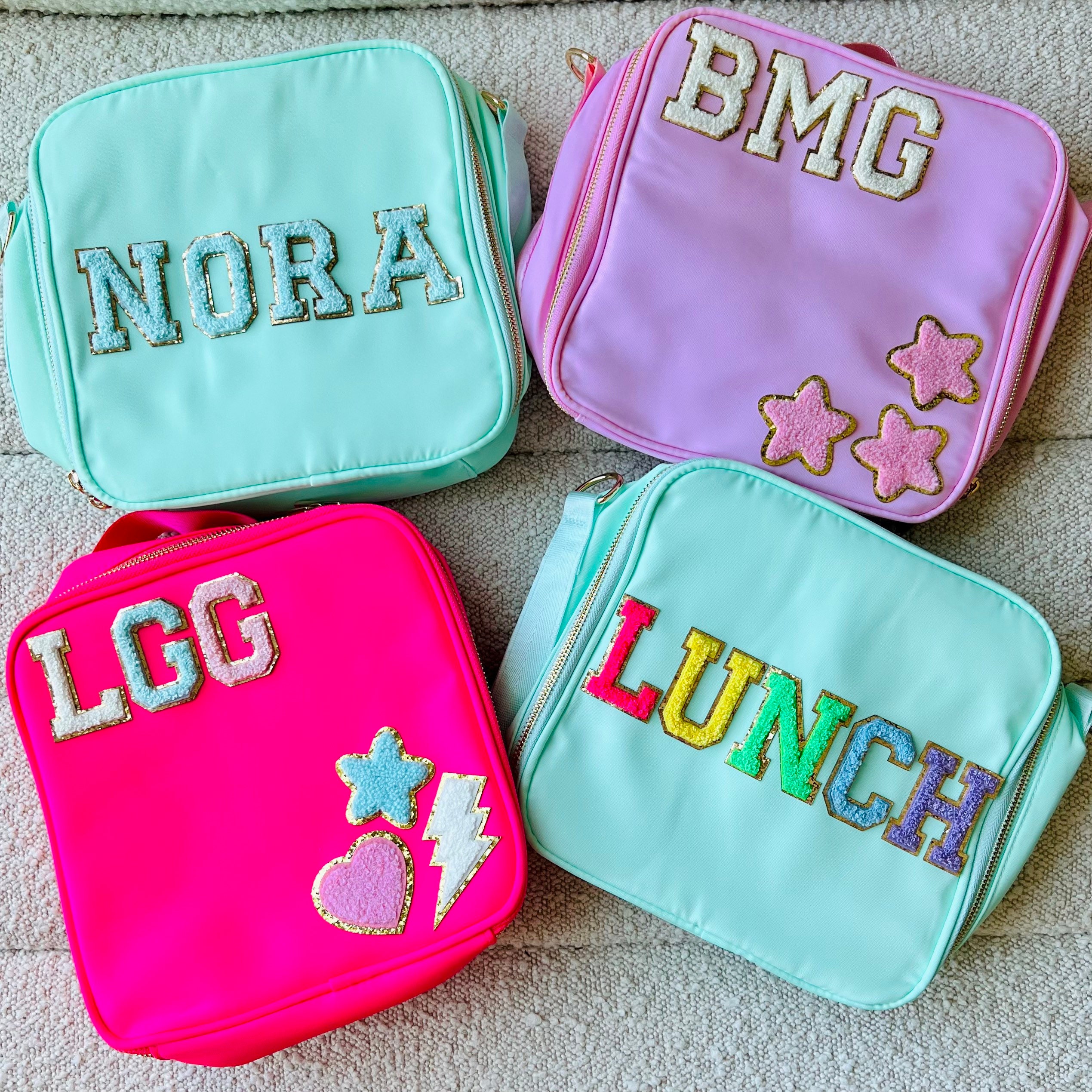 Personalized Blue Heart Lunch Box, Kids Lunch Box, Preppy Lunch